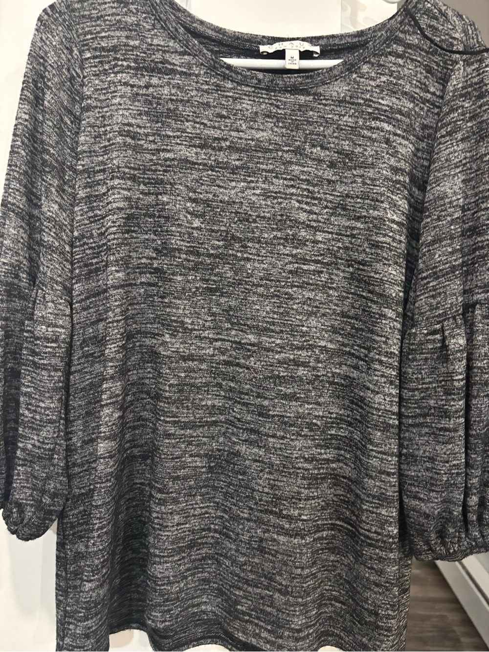 Chaus Heathered Black & Gray Knit Top